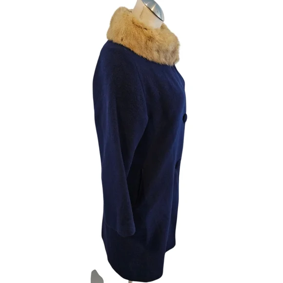 Vintage Cashmere Coat With Mink Collar Size M Union Made - Picture 6 of 15